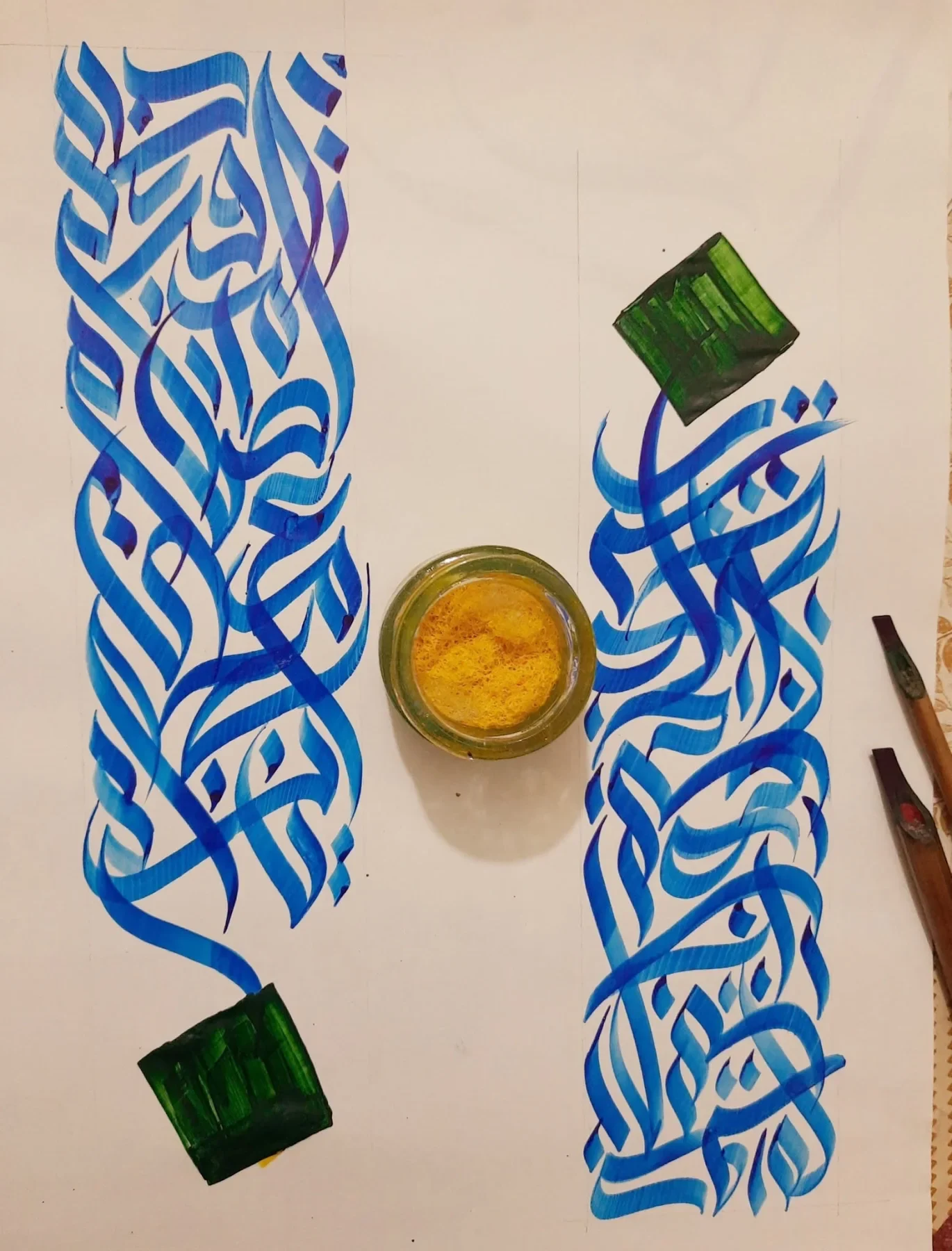 Ink calligraphy columns