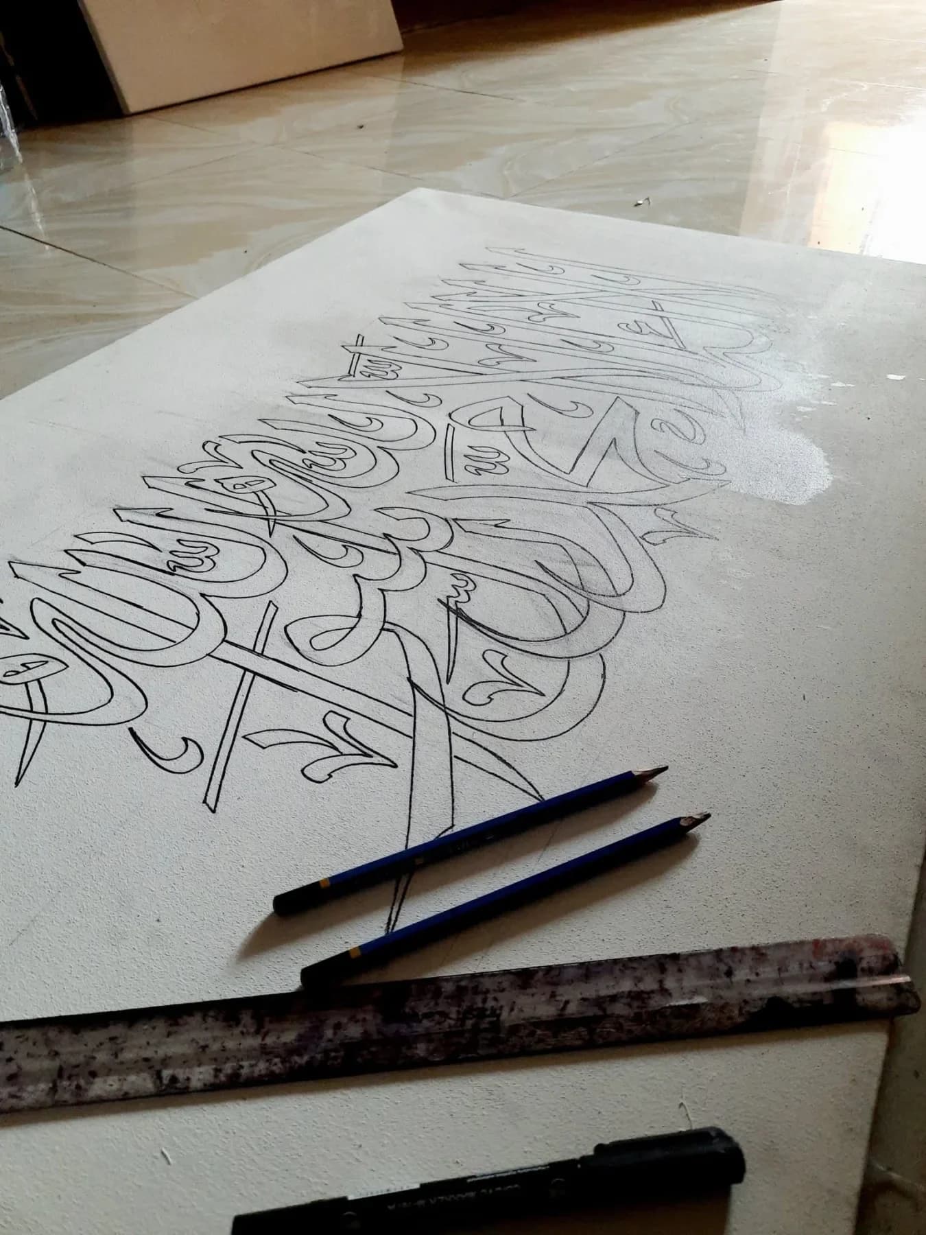 Pencil sketch of a composition